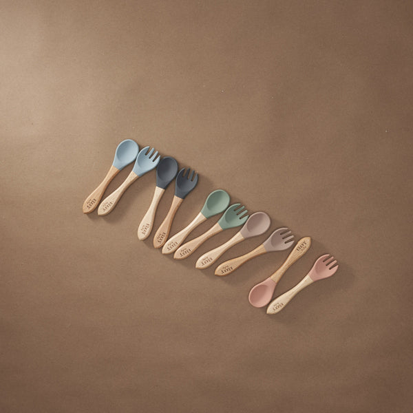Bamboo Spoon and Fork Set (Sage) - MOOGCO Baby