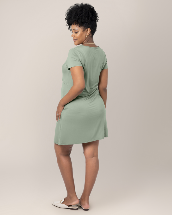 Eleanora Bamboo Maternity & Nursing Dress | Aqua Mist