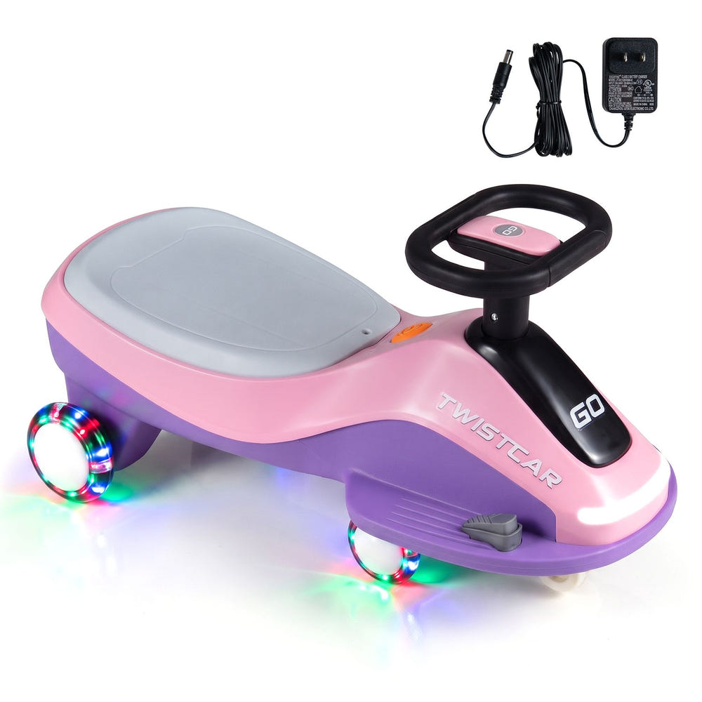 Electric Wiggle Car for Kids Age 3+ Years Old with Flashing Wheels and Front Light