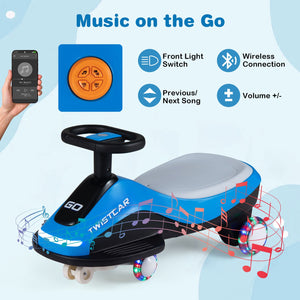 Electric Wiggle Car for Kids Age 3+ Years Old with Flashing Wheels and Front Light