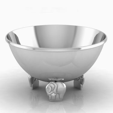 Sterling Silver Elephant Baby Feeding Bowl by Krysaliis