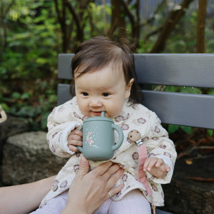 Mushie Silicone Training Cup with Removable Lid and Straw