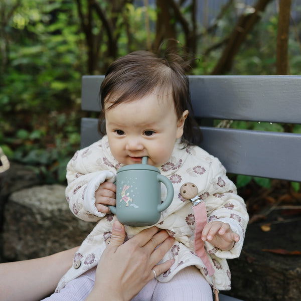 Mushie Silicone Training Cup with Removable Lid and Straw