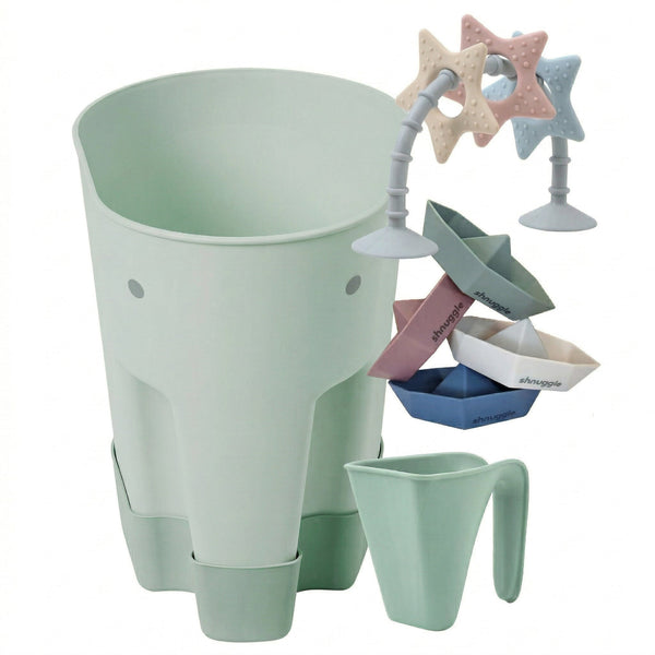 Shnuggle Bath Accessories Bundle - Ellie Scoop, Washy Jug, Boats & Wishy Toy - 4-Piece Set