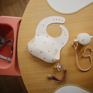 Mushie Silicone Baby Bib Adjustable Neck Strap Deep Pocket