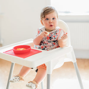 Vintage Rose Bapron for babies, stylish and functional, shown from angle 2. Perfect for mealtime messes.