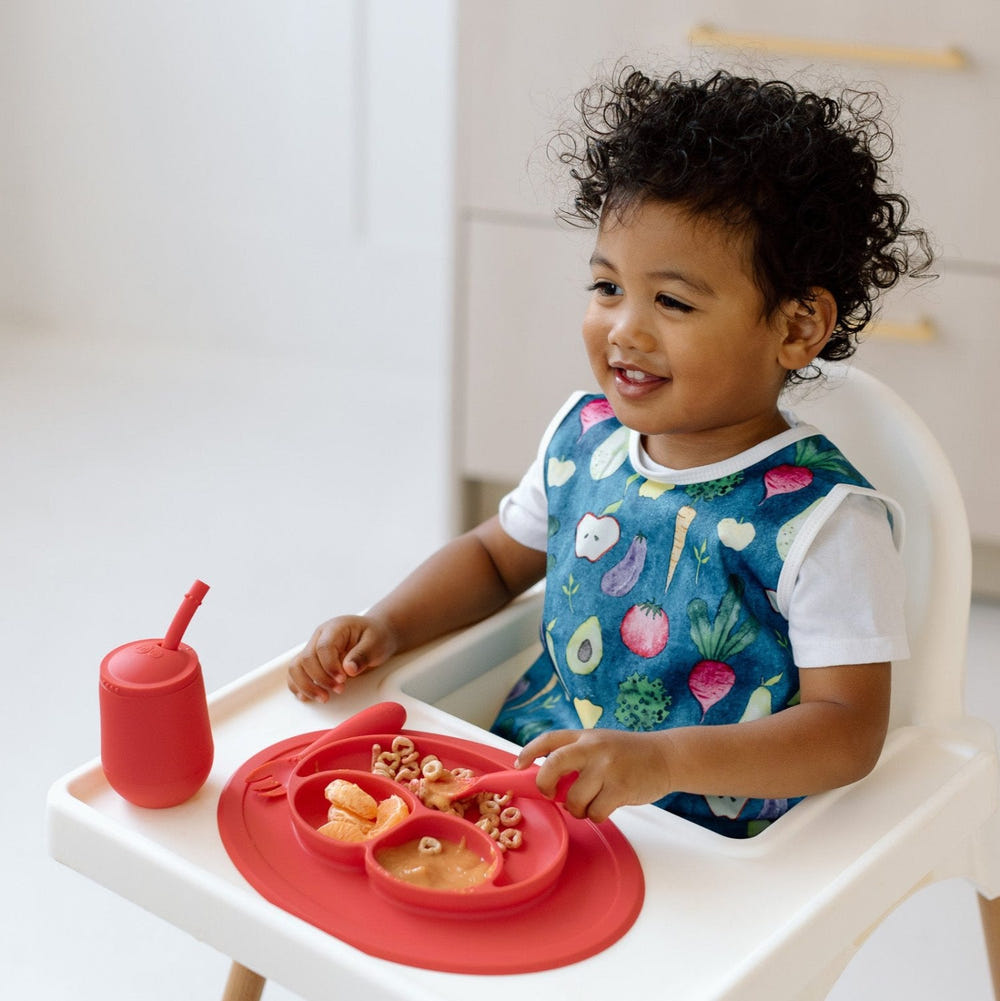 Organic Produce Bapron for babies, featuring a stylish design and eco-friendly materials for mess-free mealtime.