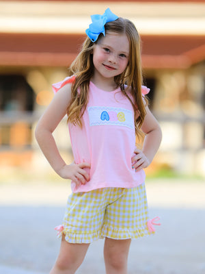 Back To School Girls "ABC" Embroidered Ruffle Set