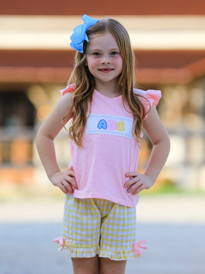 Back To School Girls "ABC" Embroidered Ruffle Set