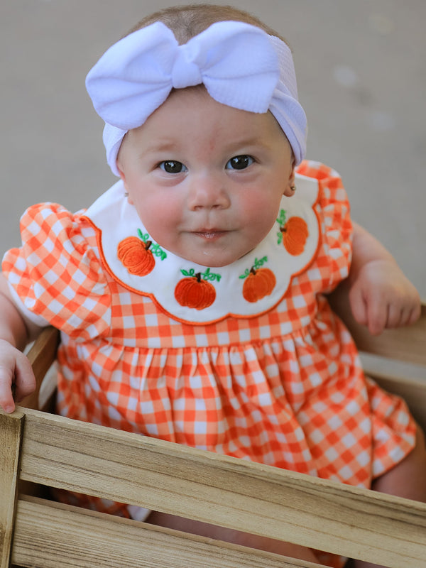 Thanksgiving Halloween Pumpkin Puff Sleeve Girls Bloomer Set