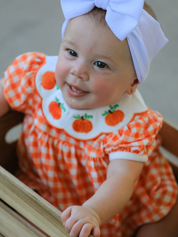 Thanksgiving Halloween Pumpkin Puff Sleeve Girls Bloomer Set