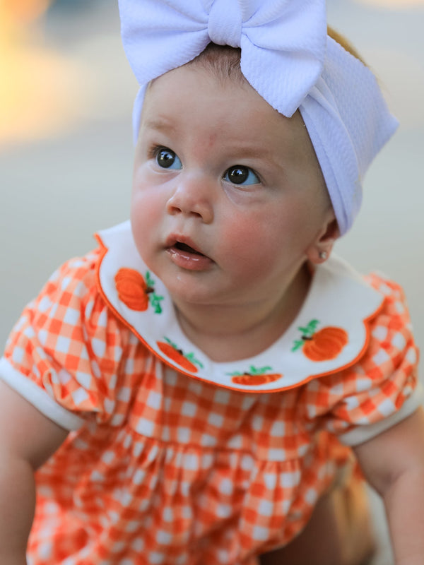 Thanksgiving Halloween Pumpkin Puff Sleeve Girls Bloomer Set