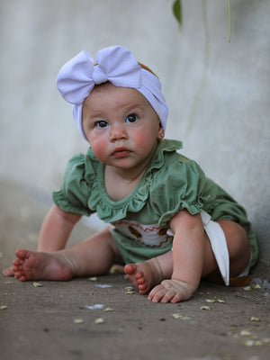 Fall Thanksgiving Chicken Smock Embroidered Green  Baby Girl Romper