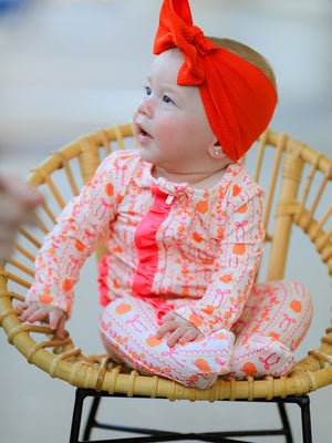 Halloween Thanksgiving Pumpkin Bow Baby Sleeper