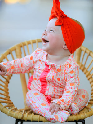Halloween Thanksgiving Pumpkin Bow Baby Sleeper