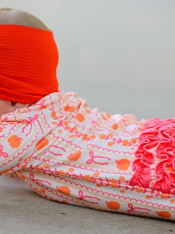 Halloween Thanksgiving Pumpkin Bow Baby Sleeper