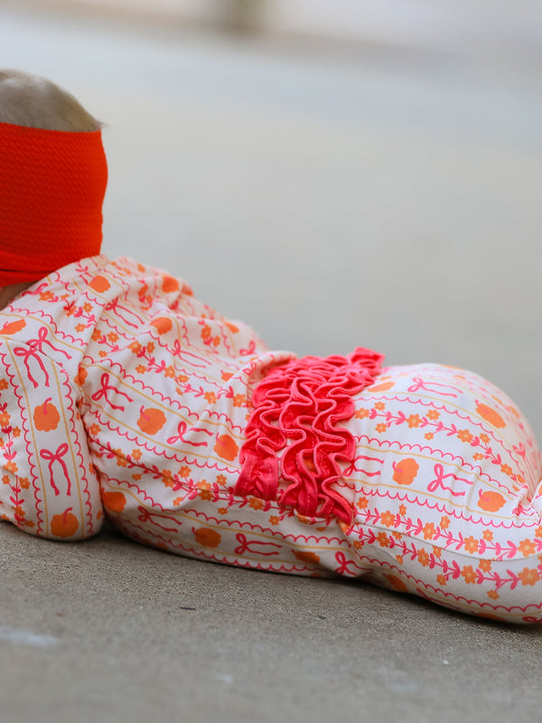 Halloween Thanksgiving Pumpkin Bow Baby Sleeper