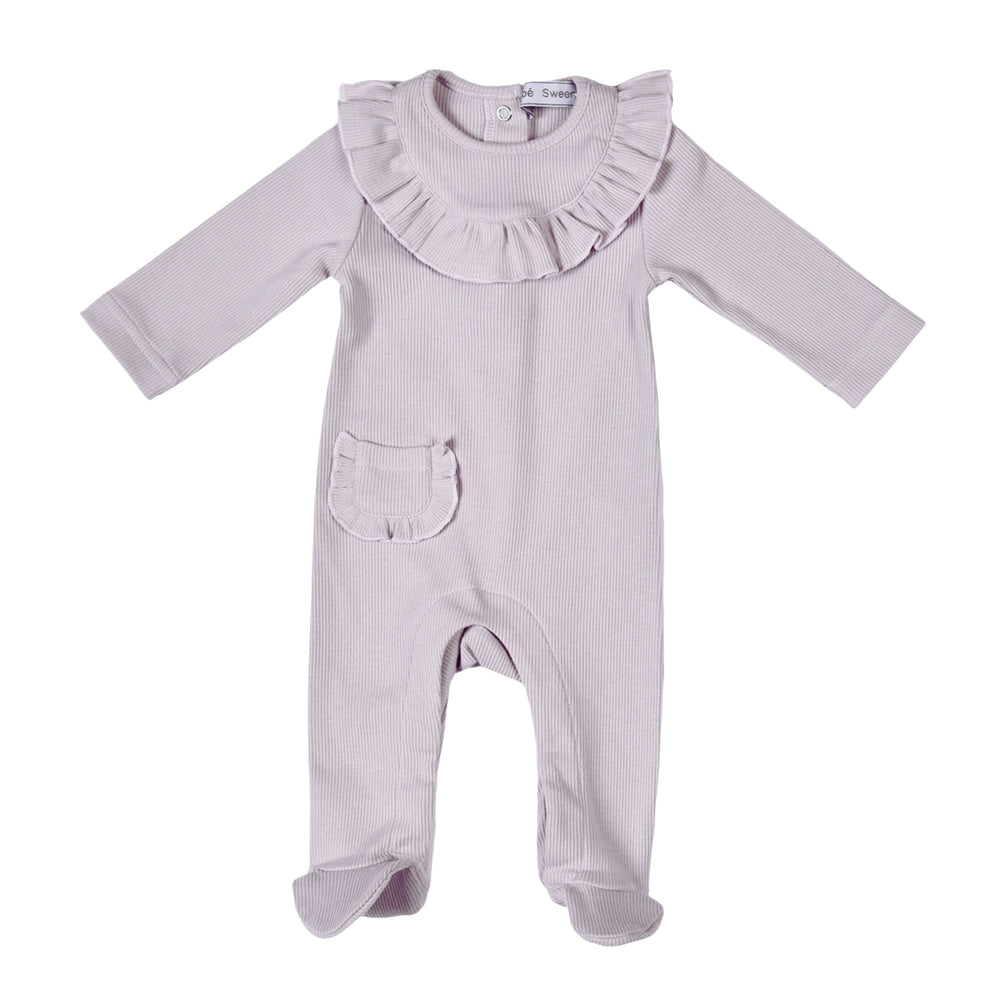 EMILIA | Baby Girls Lilac Ribbed Cotton Babygrow