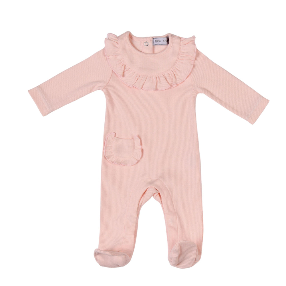 EMILIA | Baby Girls Pink Ribbed Cotton All-in-One Set (3) - MOOGCO Baby