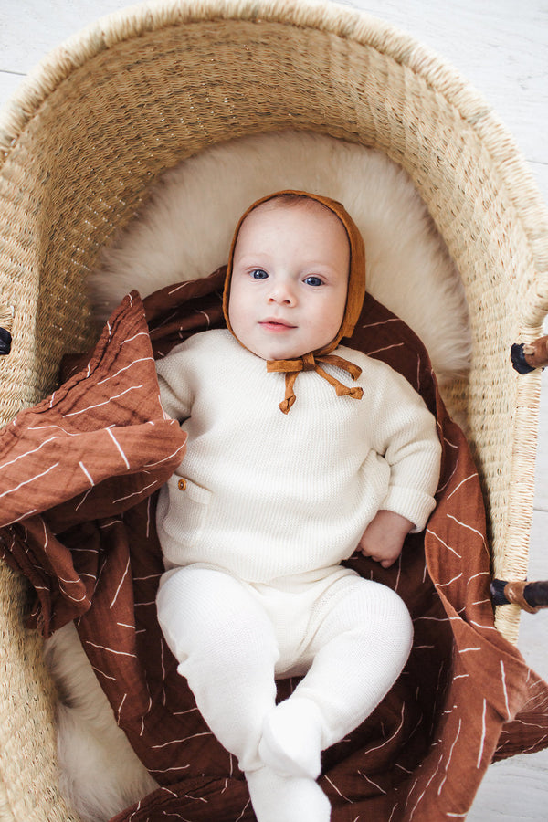 Rust Mudcloth Muslin Swaddle Blanket