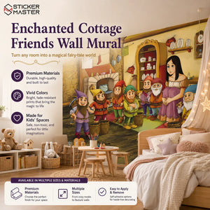 Enchanted Cottage Friends Wall Mural for Kids | Storybook Wallpaper