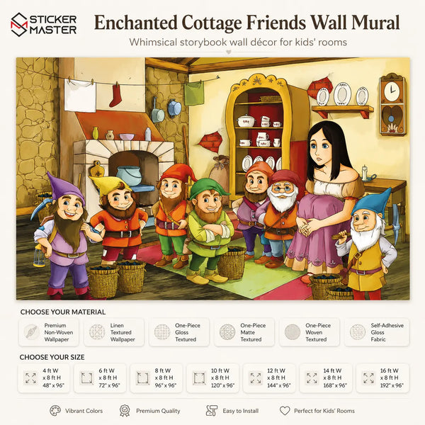 Enchanted Cottage Friends Wall Mural for Kids | Storybook Wallpaper