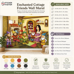 Enchanted Cottage Friends Wall Mural for Kids | Storybook Wallpaper