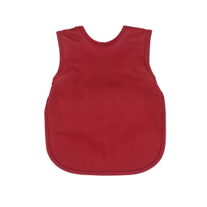 Solid cranberry minimalist bapron for babies, showcasing a stylish and functional design from angle 3.