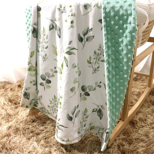 Minky Baby Blanket Eucalyptus Greenery