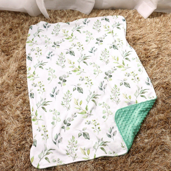 Minky Baby Blanket Eucalyptus Greenery