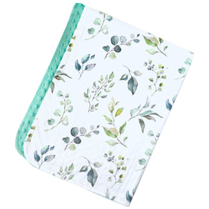 Minky Baby Blanket Eucalyptus Greenery