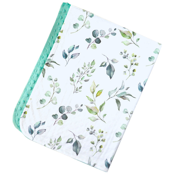 Minky Baby Blanket Eucalyptus Greenery