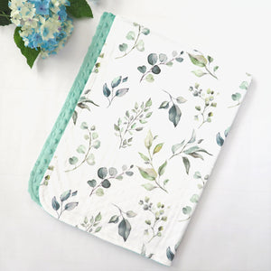 Minky Baby Blanket Eucalyptus Greenery