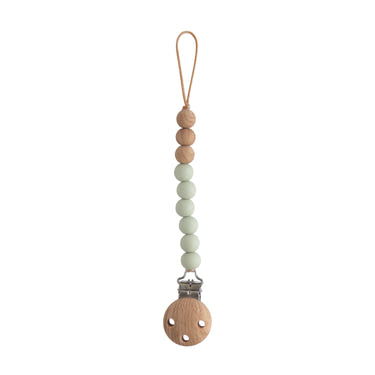 Silicone pacifier clip by Eva, stylish and safe for keeping pacifiers within reach.
