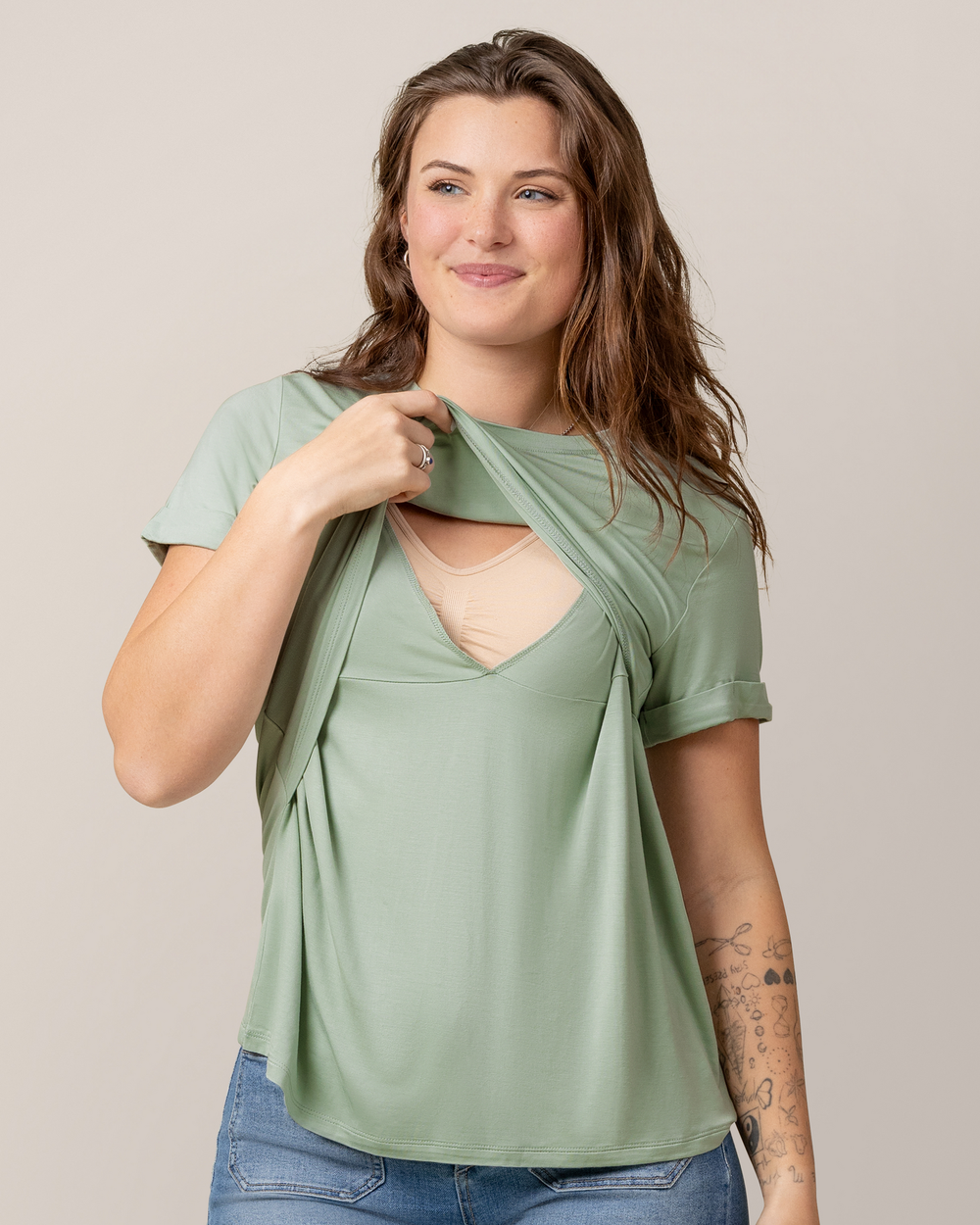 Everyday Asymmetrical Nursing T-shirt | Aqua Mist