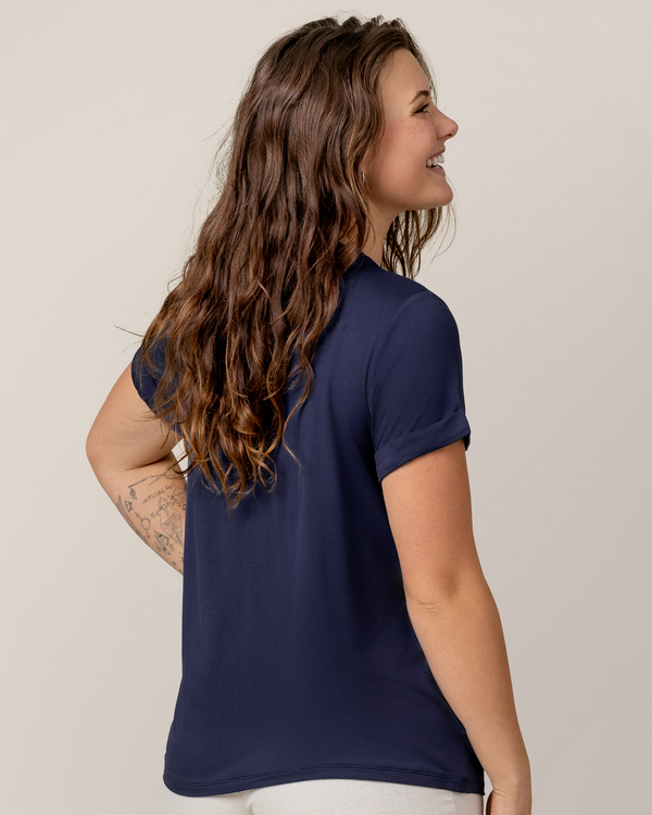 Everyday Asymmetrical Nursing T-shirt | Navy