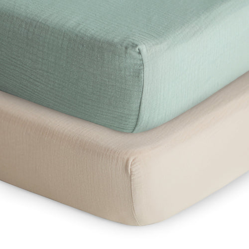Extra soft muslin crib sheet 2 pack for babies, perfect for a cozy and comfortable sleep environment.