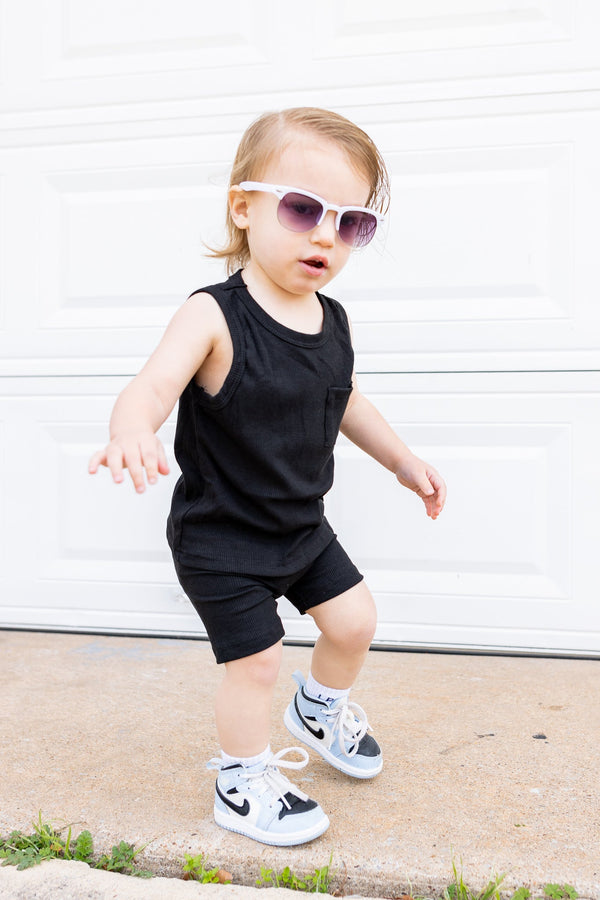 Ribbed Bamboo Tank Set - Black