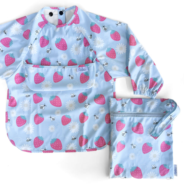 The Grayson Long Sleeve Bib - Strawberry Patch