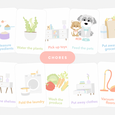 Colorful Chores Flashcards for early learning and sensory play, perfect for engaging babies and toddlers.