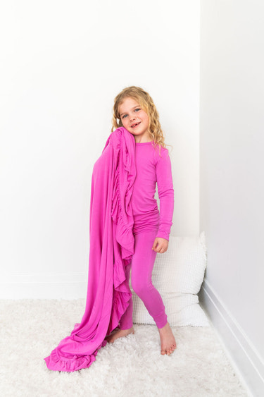 Korrie Pink Bamboo Ruffle Toddler Blanket