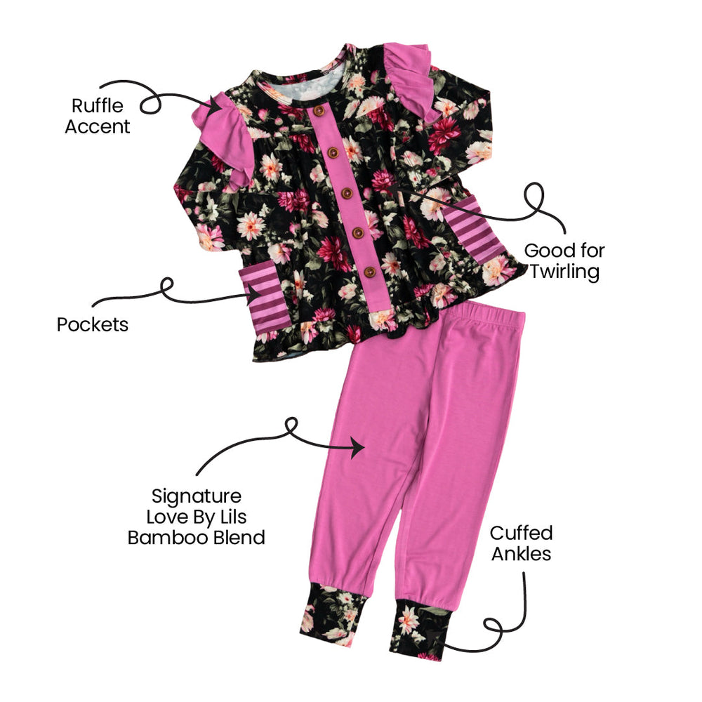 Fallon Bamboo Long Sleeve Peplum + Legging Set