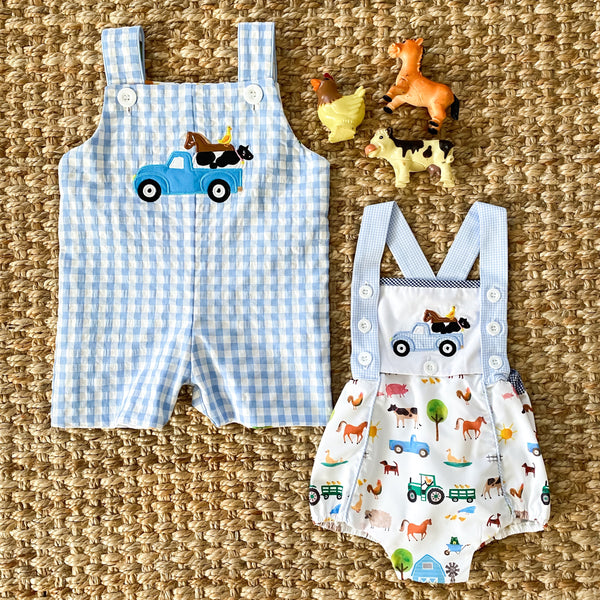 Reversible Farm Truck Sunsuit