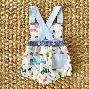 Reversible Farm Truck Sunsuit