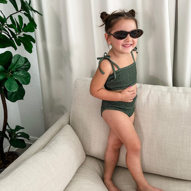 Girls Smocked Bikini Set