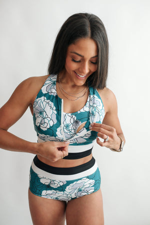 Crop Zip Up Breastfeeding Swimsuit Top | FINAL SALE