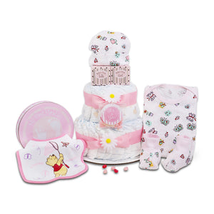 Sweet Baby Girl Diaper Cake Gift Basket