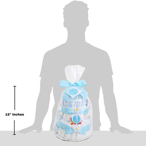 Blue Two-Tier Diaper Cake Gift Basket