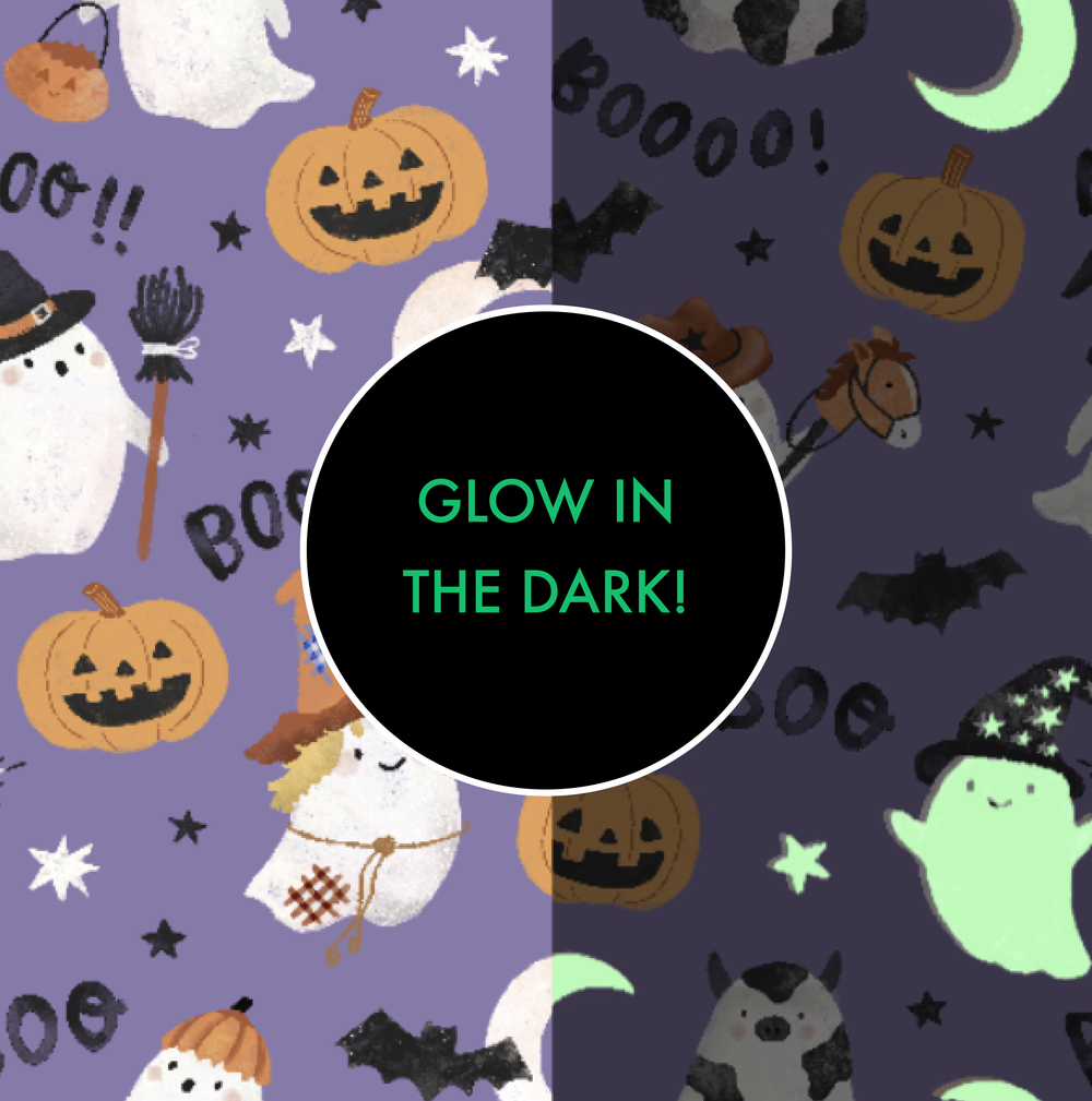 Costumed Ghosts - Glow In The Dark - Purple - Swaddle Blanket