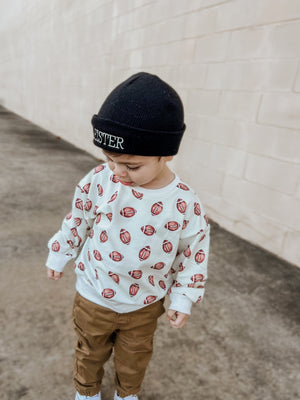 Football Print Cotton Crewneck Sweatshirt